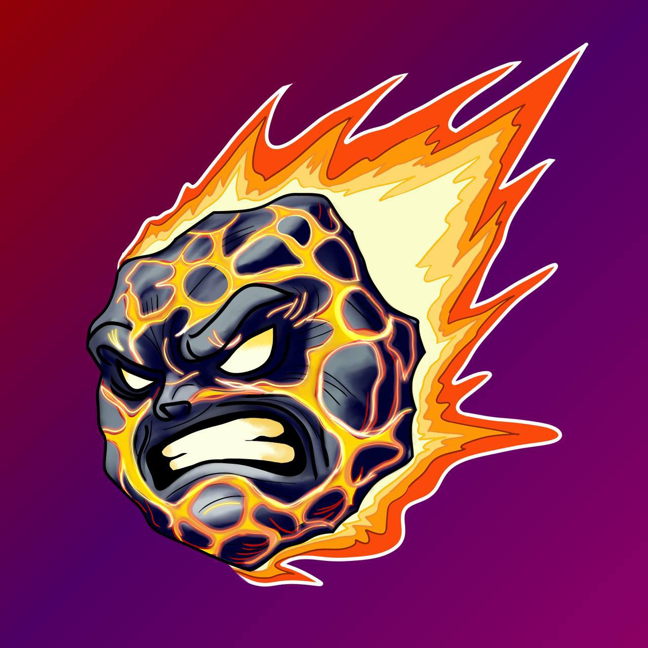 Angry Flaming Meteor Mascot